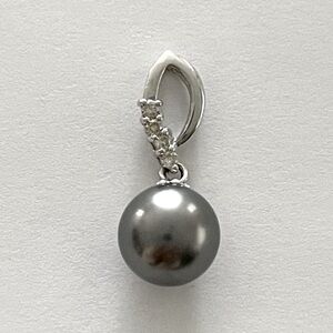 Tahitian Pearl & Diamond 14kt White Gold Pendant
